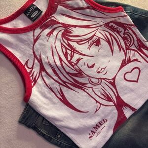 Anime white and red cute top SOLD